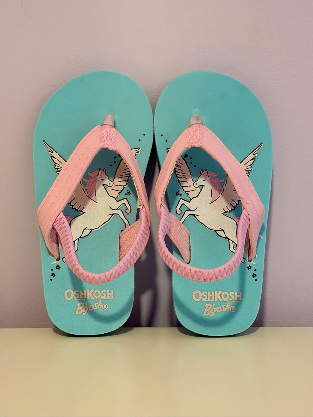 NWOT OshKosh B’gosh Pink & Teal Unicorn Flip Flops Flip-Flops Size 7/8 M